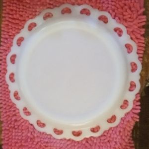 ANTIQUE HEART LACE MILK GLASS PLATTER